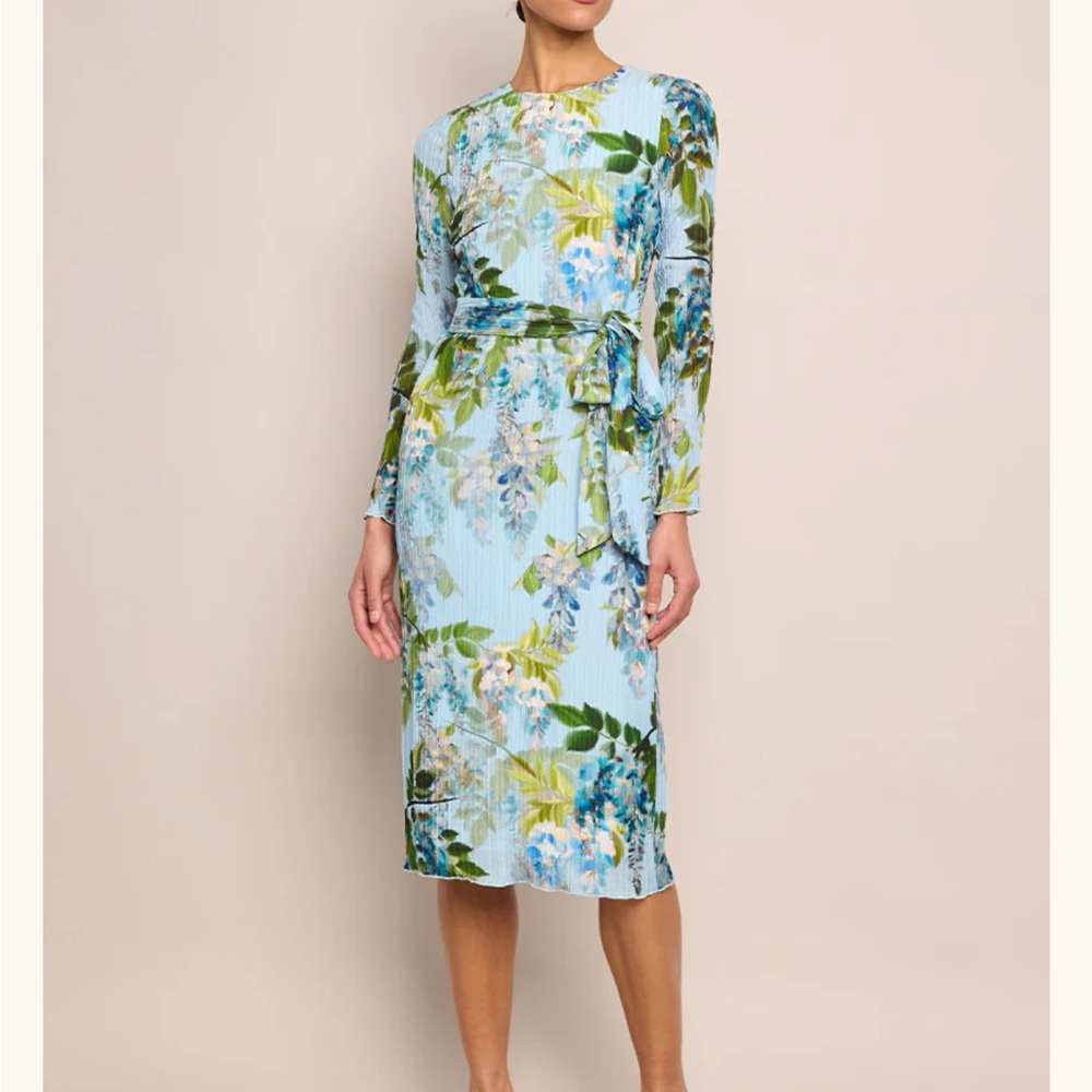 Cara Cara Floral Silk Long Sleeve Dress “Pepper Dress” in Wisteria Blue szmedium